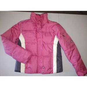 Vintage Tommy Hilfiger Puffer‎ Jacket Down Feather Hooded Pink White S